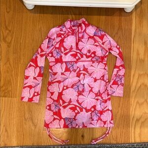 NWOT Coolibar Kids Swim Rashguard - Red and Pink Floral